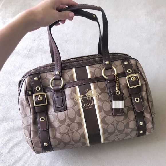 Coach Handbags - Authentic Coach Heritage Stripe Handbag